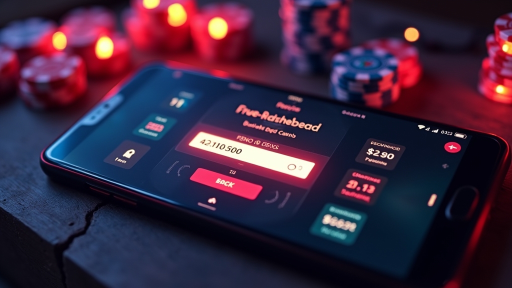 Pantalla de casino con un campo de código promocional iluminado y luces de neón