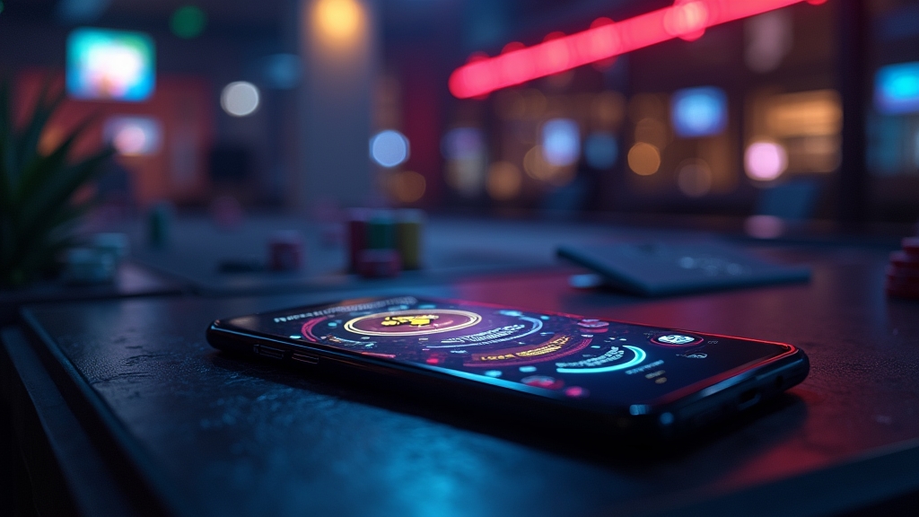 Pantalla de móvil con funciones de Slottica Casino App en el juego