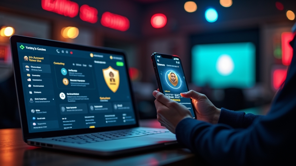 Panel de verificación y seguridad de una cuenta en un casino oscuro
